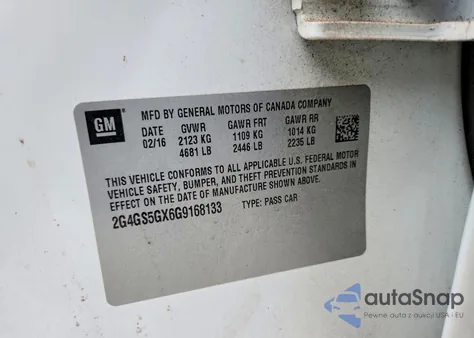 2016 Buick Regal Premium z USA, uszkodzony, nr VIN 2G4GS5GX6G9168133